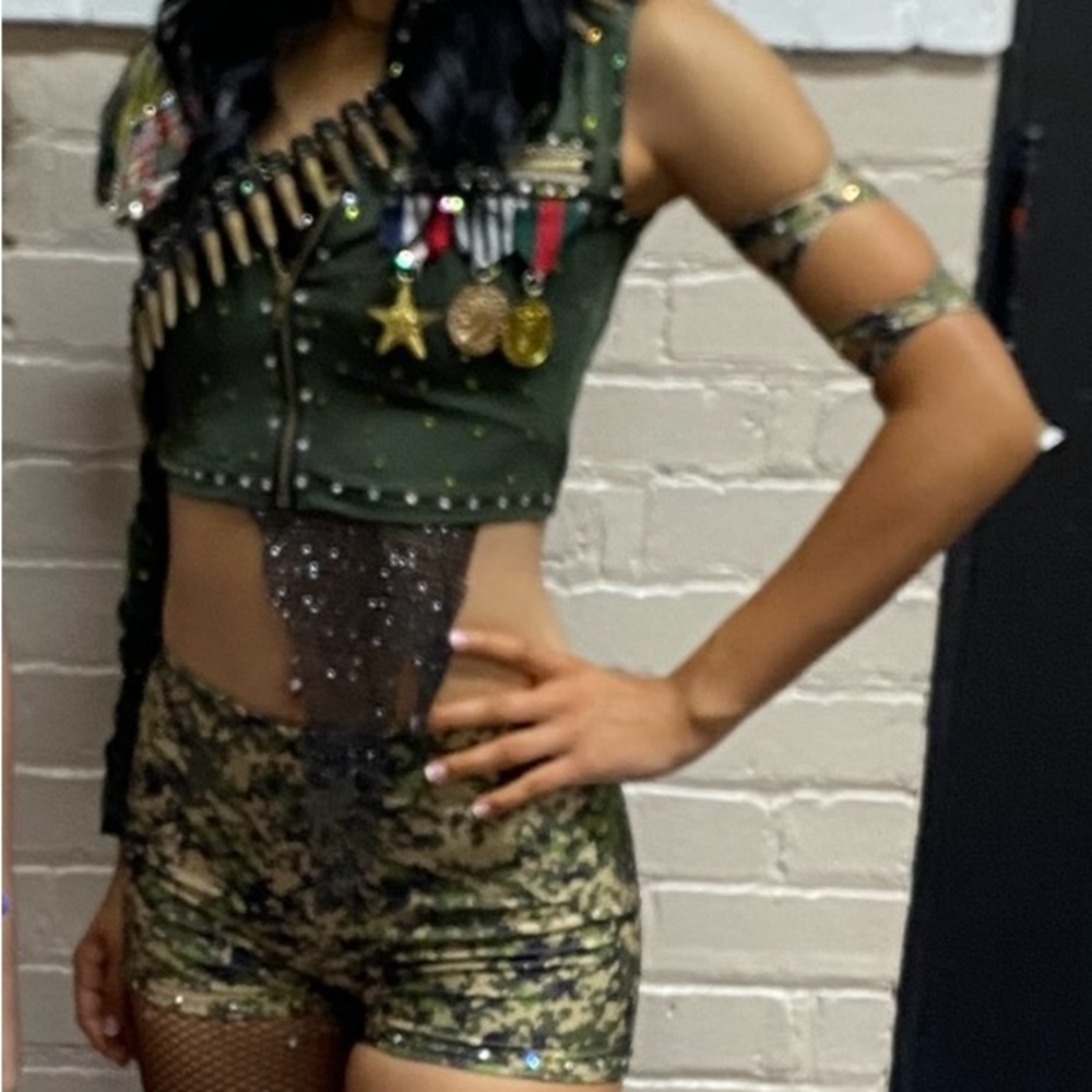 Military-Inspired Costume with Camouflage Shorts